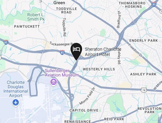 Sheraton Charlotte Hotel Location on Map