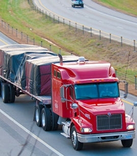 Red truck on road