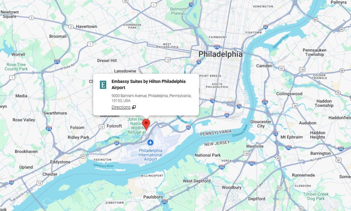 Embassy Suites Philadelphia Hotel Location on Map