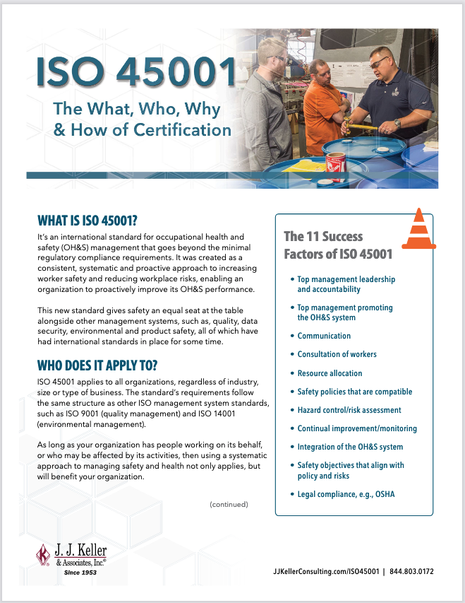 ISO 45001 Compliance Brief | J. J. Keller Consulting