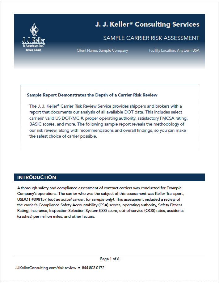 Sample carrier risk assessment j j keller consulting