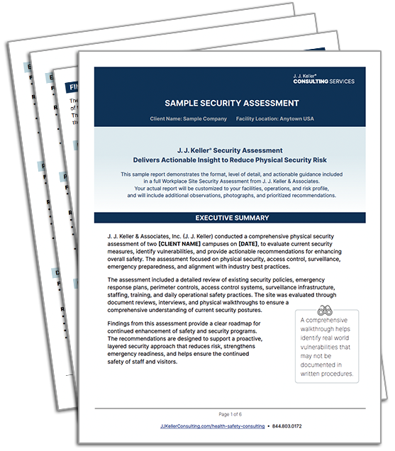 Sample Security Scan Form Workplace Site Security Assessment Sample Report | J. J. Keller